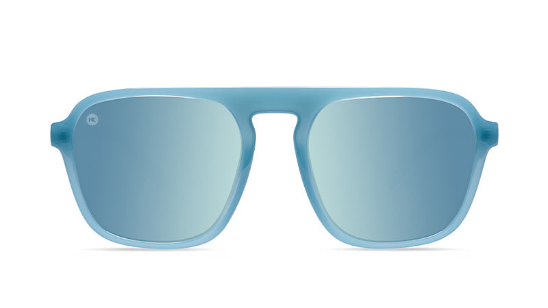 Sunglasses with Blue Frames and Polarized Blue Lenses, Front