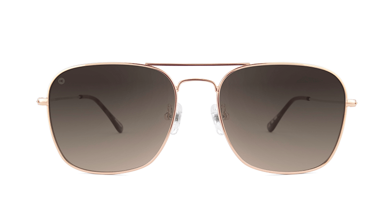 Sunglasses with Rose Gold Frame and Polarized Amber Gradient Lenses, Flyover