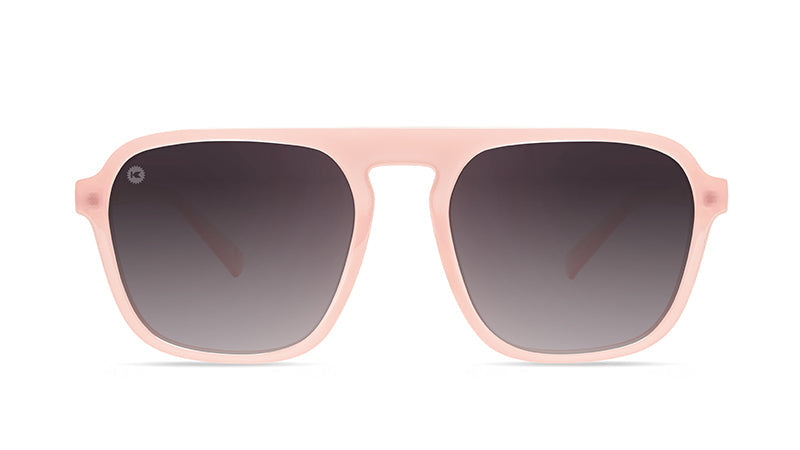 Sunglasses with Pink Frames and Polarized Smoke Gradient Lenses, Flyover